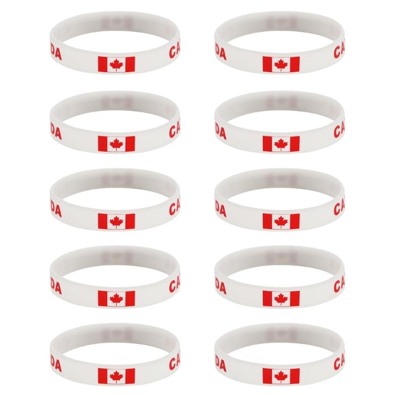 Set Of 10 Piece Vibrant Silicone Wristbands With 2026 Sports Event Country Flags Ideal For Gifts And Parties