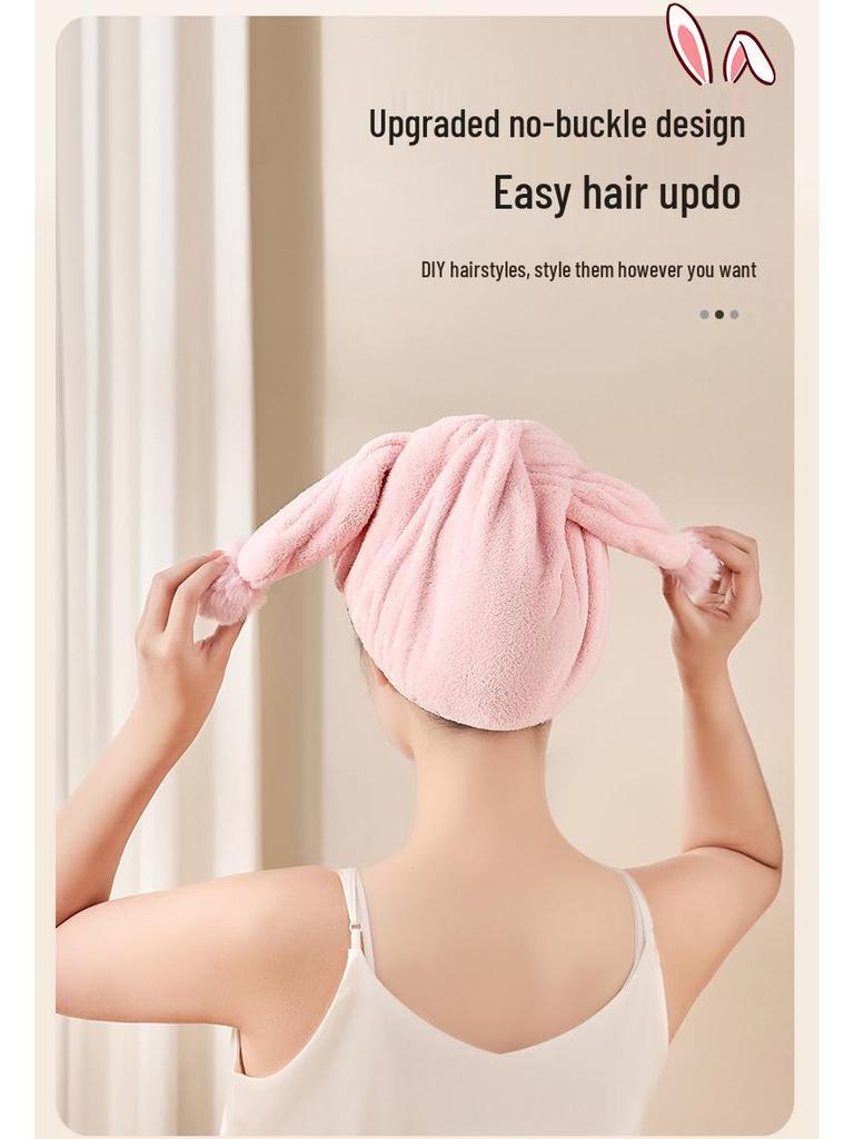 Thickened Cartoon Coral Fleece Hair Drying Towel - Absorbent, Quick-Drying, Foldable & Warm Head Wrap Cap
