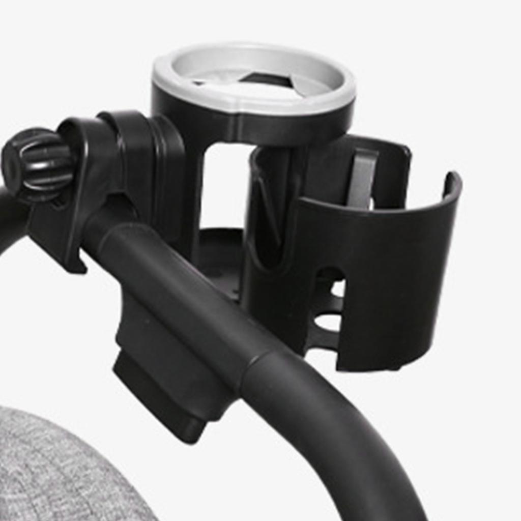 Baby Stroller Cup Holder Double Bottle Rack for Water Bottles and Cups with Clamp