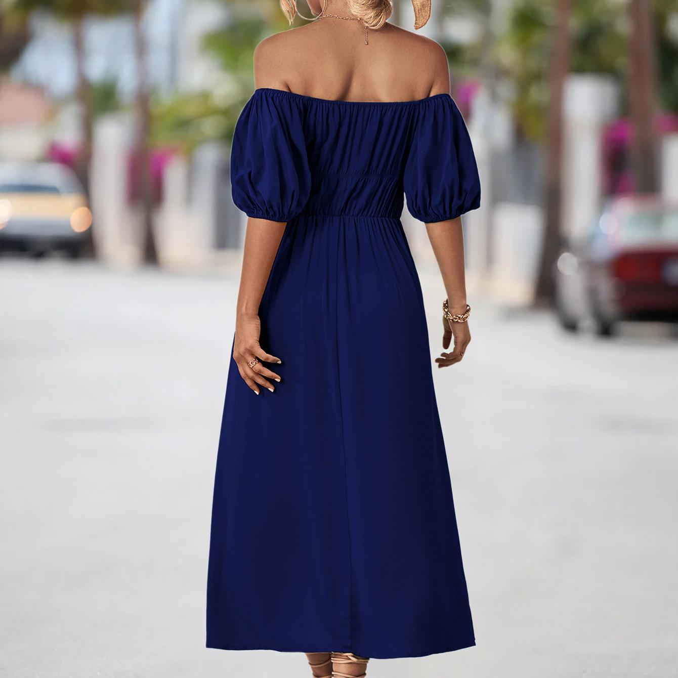 QICED Однотонное платье с принтом Весна Лето на одно плечо с коротким рукавом Женское — фото 7