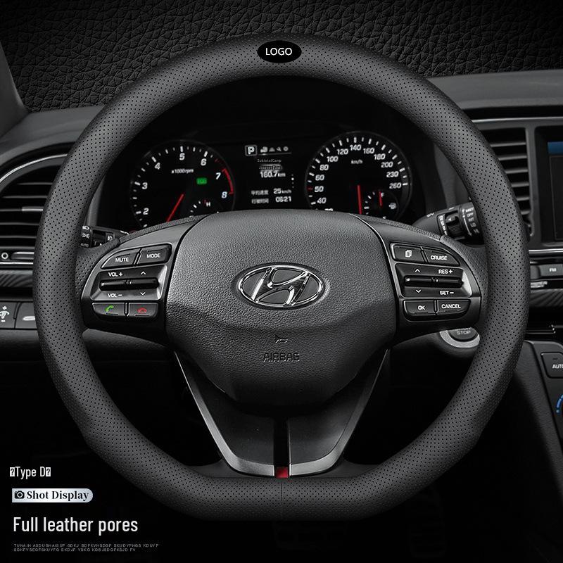Hyundai Leather Steering Wheel Cover for Tucson, IX35, Sonata, Santa Fe, Elantra, Reina, Veloster