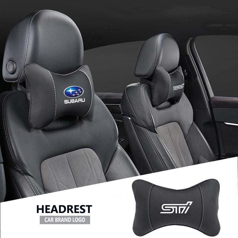 1Pcs Car Seat Headrest Auto Logo Neck Pillow For Subaru STI Forester Tribeca Outback Crosstrek Ascent XV Legacy Impreza Levorg rgw1