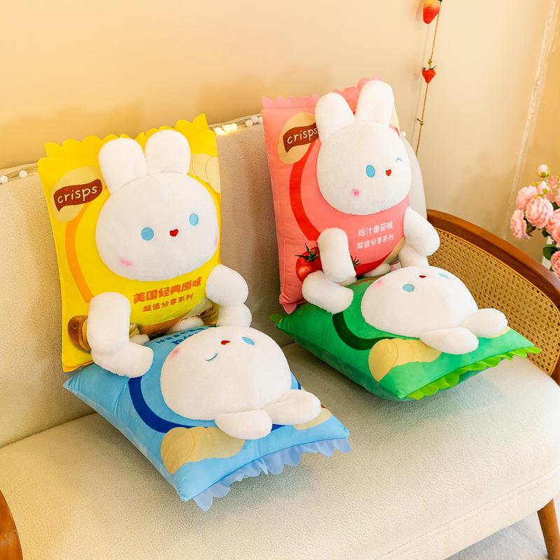 Cartoon Rabbit Potato Chips Plush Toy Cute Snack Potato Chips Rabbit Doll Doll Sofa Throw Pillow Gift