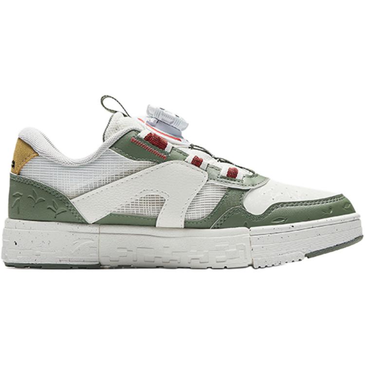 Anta Comfortable Versatile Non-Slip Wear-Resistant Low-Top Kids Skate Shoes Kids Sneakers White Green 312438021R