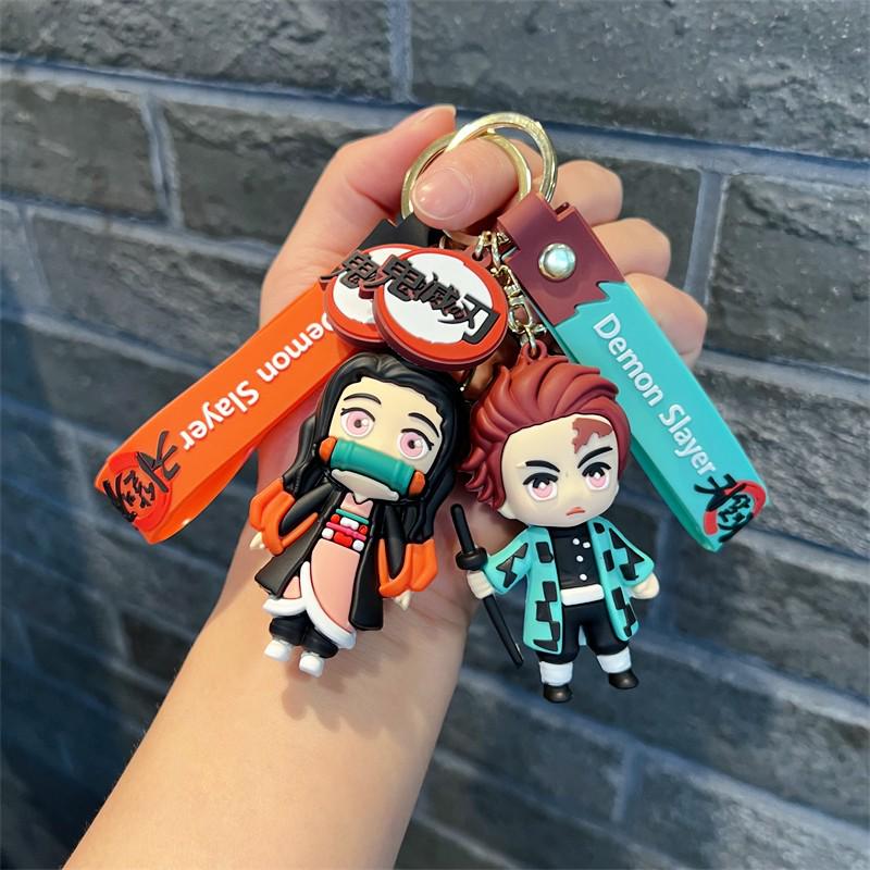 Trendy Demon Slayer Keychains: Cool Nezuko, Kyoujurou, Tanjiro Bag Pendant for Men & Women