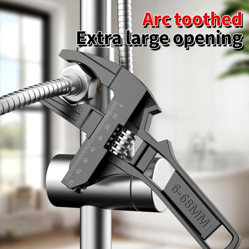 6-68mm Universal Bathroom Wrench Adjustable Large Opening Pipe Wrench Nut Key Spanner Home Manual Repair Tool
