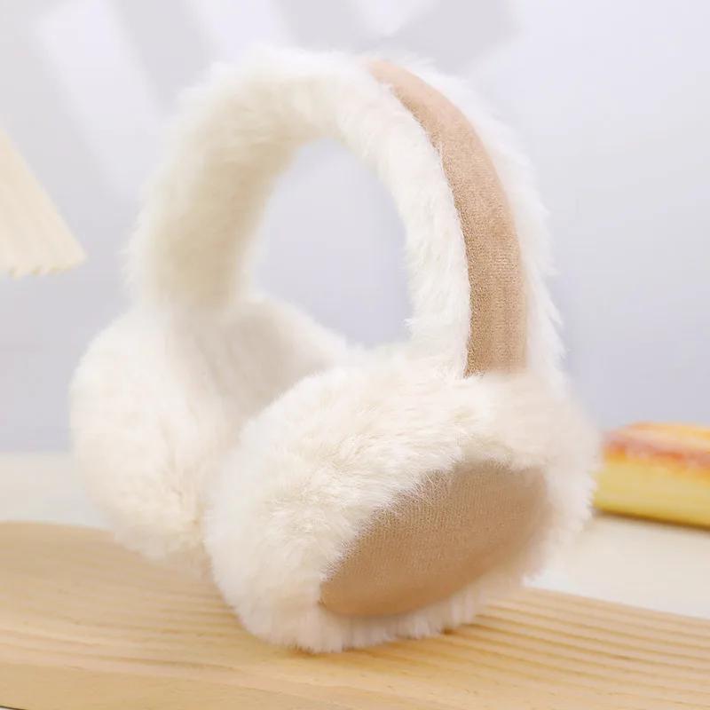 Winter Thicken Fluffy Plush Earmuffs Solid Soft Plush Ear Keep Warmer Fashion Outdoor Earflap Protection Foldable Ear Cover
