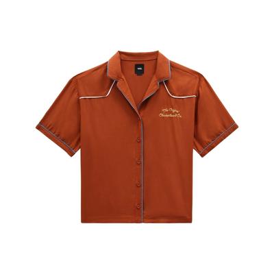 Dusk Downer Solid Loose Casual Polo Shirt Women Shirts Brown VN00076CCKN1
