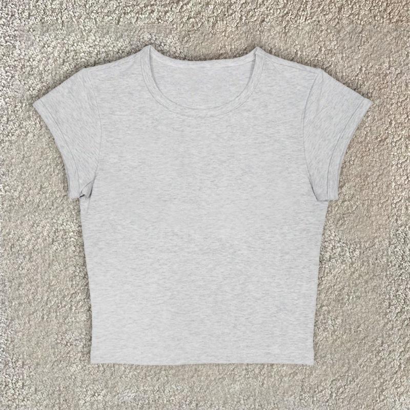 Summer new commuter solid color multi-color round neck simple slim-fitting printable T-shirt top women