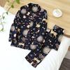 Spring and Summer 100% Viscose Pajamas Two-piece Long-sleeved Trousers Women's Flowers Comfortable Plus Size Homewear Suit