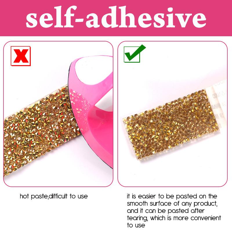 10mm Resin Rhinestone Ribbon Self Adhesive Diamond Ribbon Crystal Roll Glitter Resin Diamond Belt Bling For DIY Art Craft
