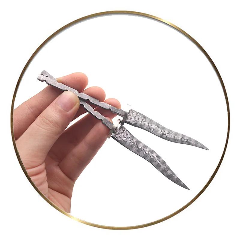 1PCS Halffabrikaten Rozet Damascus Staal Pu 'er Thee Mes Billets DIY Vaste Mes Naalden Benodigdheden Bot Mes