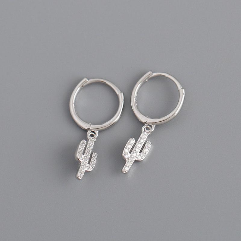 ANENJERY Micro Zircon Cactus pendentif boucles d'oreilles femme mignon Simple Trandy oreille bijoux