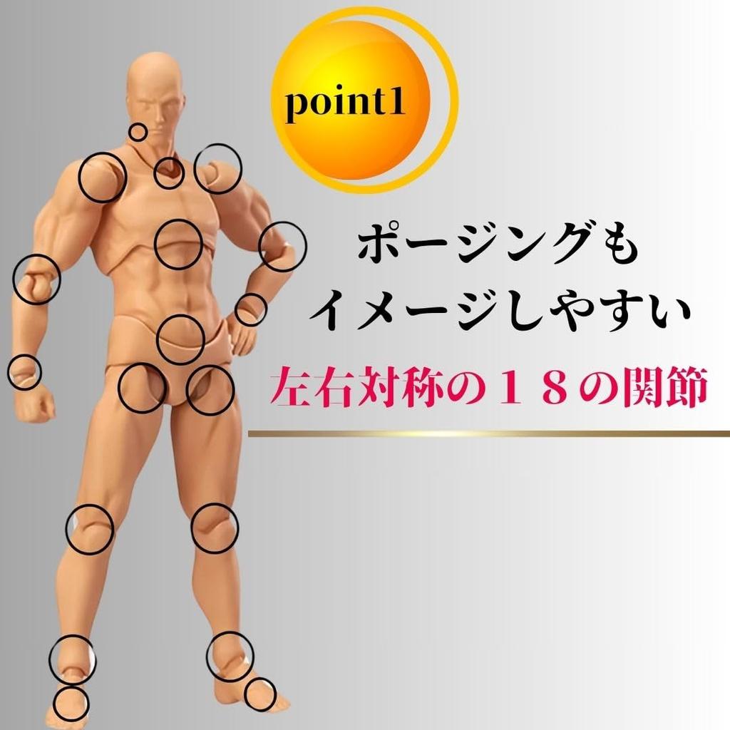 TikTrunk Action Figure Drawing Doll Male and Female Set Movable Illustration Creation Manga Muscular PVC Made 1/12 (Skin Color)