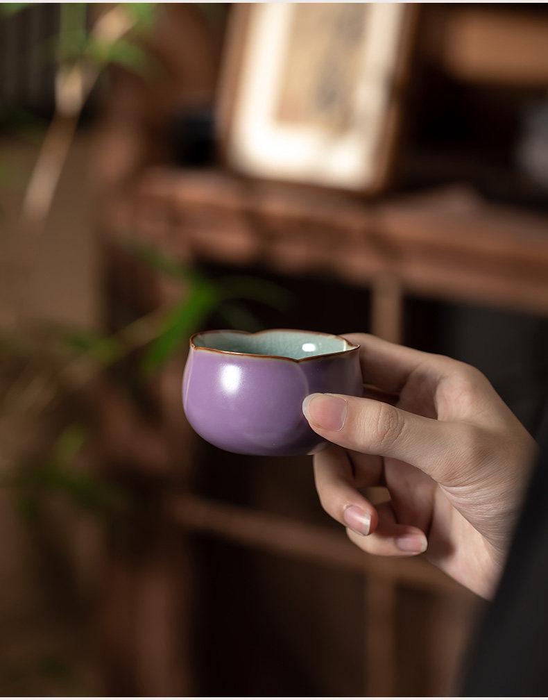 2026 Ice Crack Purple Ru Kiln Ceramic Tea Tasting Cup