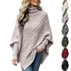 Pull pour femme à manches torsadées, col haut, pull à capuche en maille cape