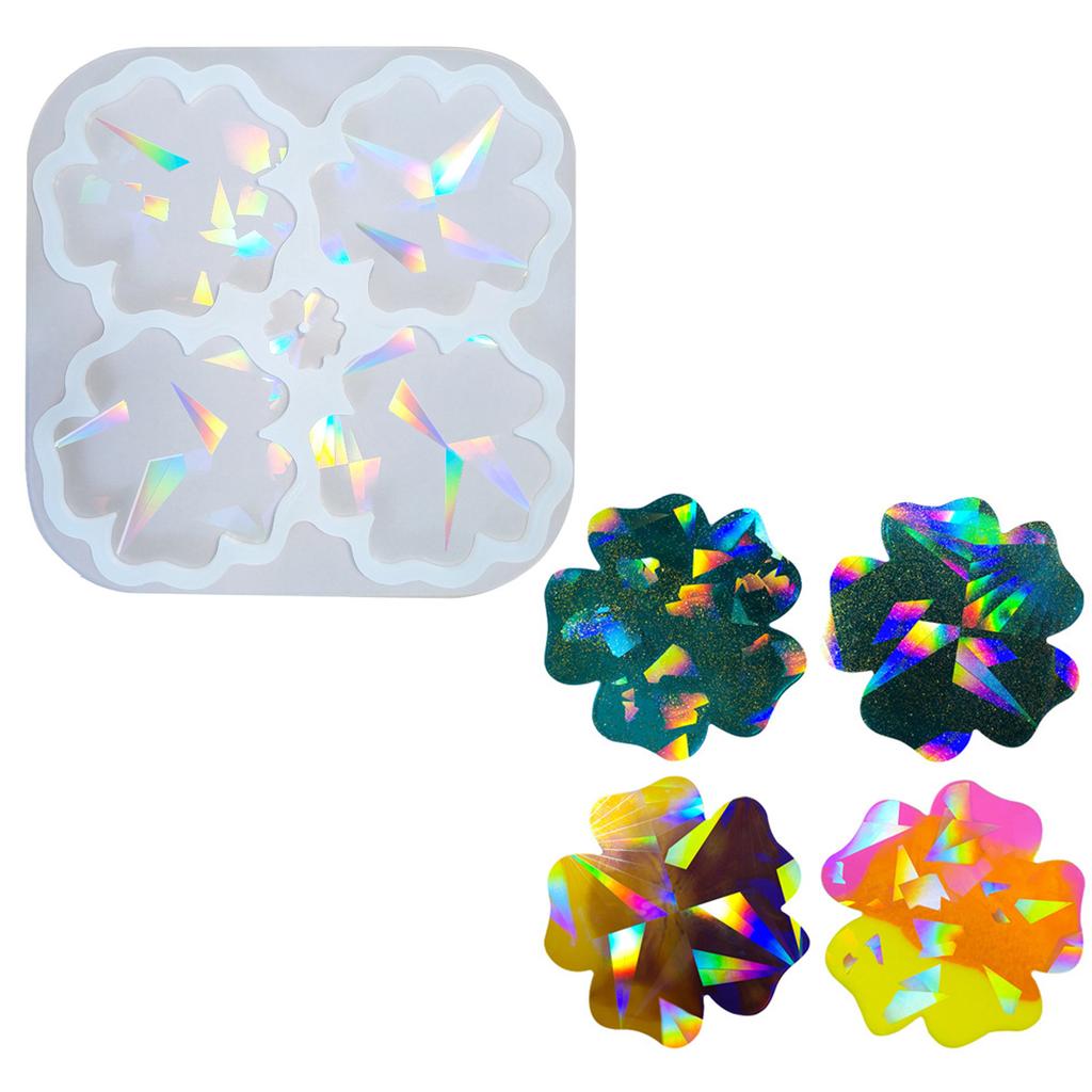 Holographical Silicone Coaster Mold for Home Decoration Rainbow Effect Flower Cup Mat Mould Gift for Crafting Lover