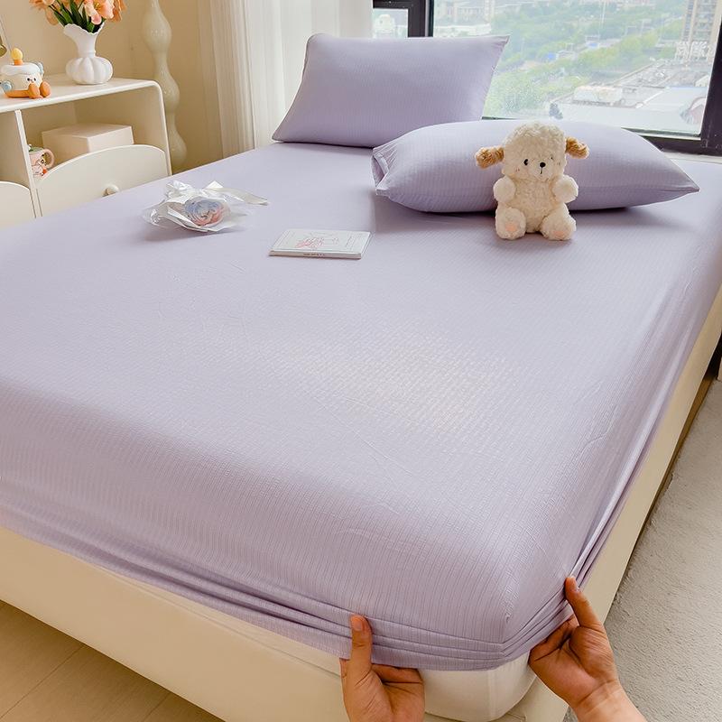 Einfarbig gewaschene Baumwolle Spannbettlakenbezug Schutzbezug Matratze Schmutzabweisend Studentenwohnheim Spannbettlaken