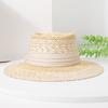 New Spring And Summer British Style Color Matching Hand-Woven Straw Hat Children Travel Vacation Visor Big Edge