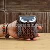 First Layer Cowhide Creative Owl Mini Change Bag Cowhide Card Bag Key Bag Clutch Bag Flip Hand Bag