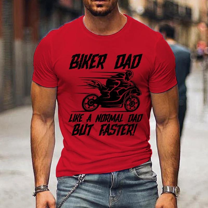 Vintage Motorcycle Men's T-shirts Biker Dad Like A Normal Dad But Faster Shirts Graphic Tee Fashion Father Day Streetwear Tshirt