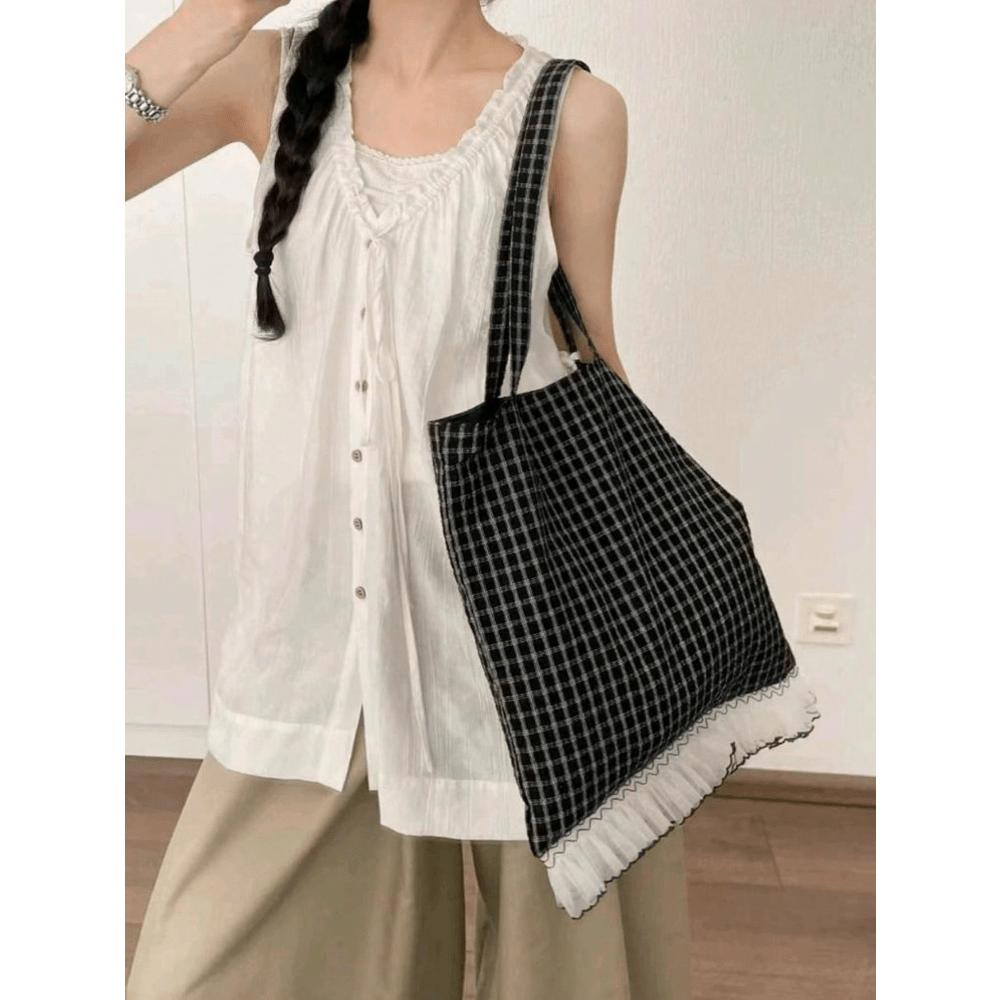 Back To School Retro Polka Dot Heart Commuter Canvas Tote Bag, Large Capacity Suitable For University Students, Handbag, Shoulder Bag