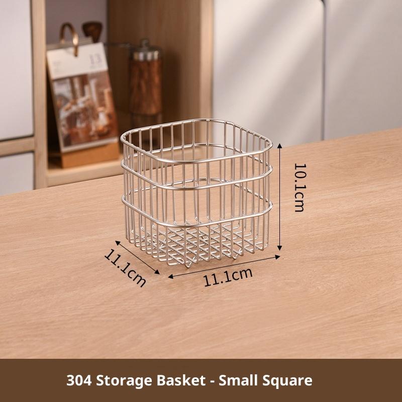 

Stainless Steel Cosmetic Organizer Makeup Storage Box Desktop Small Sundries Storage Bucket Office Workstation Pen Holder Square S