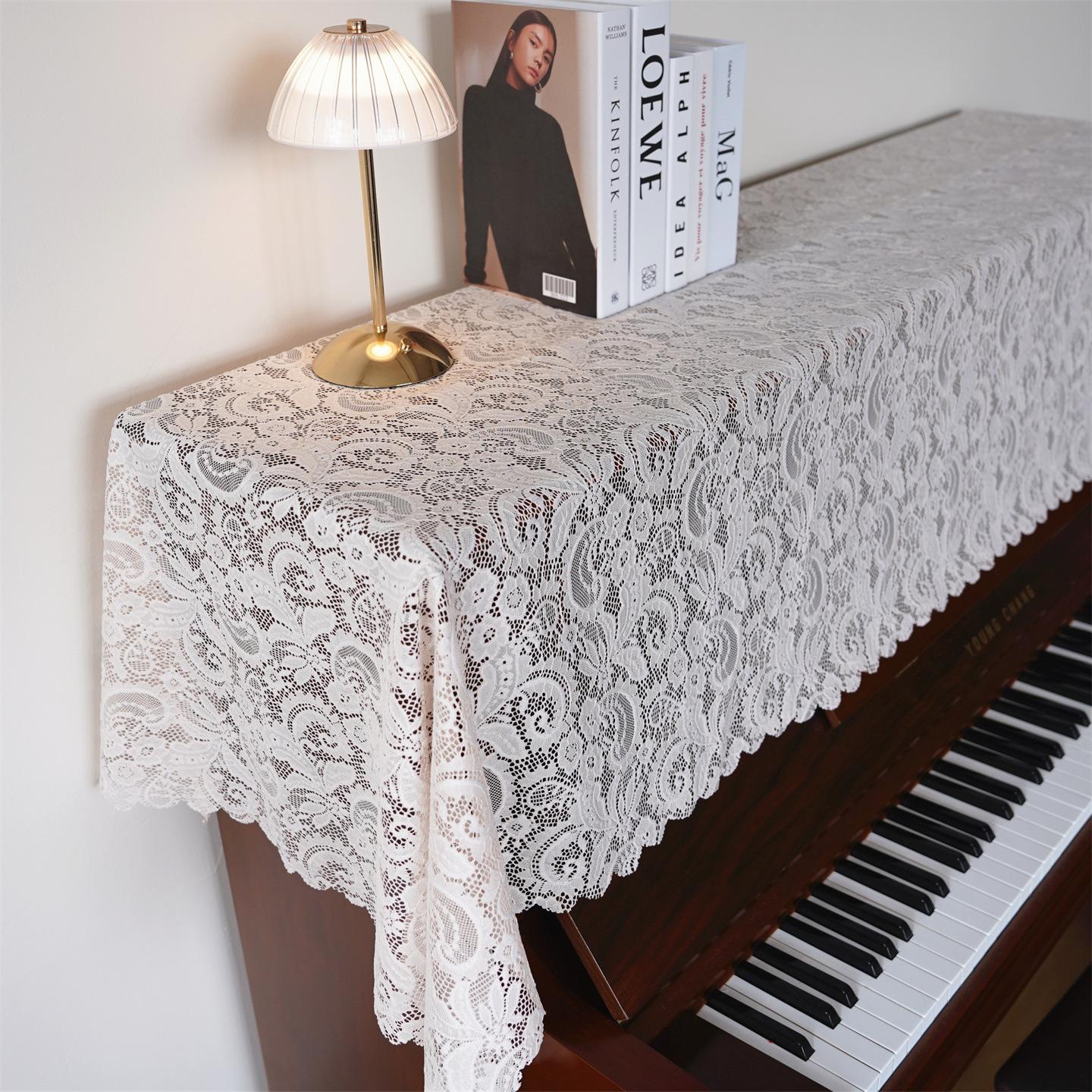 Kant Pianohoes Half & Volledig Modern Minimalistisch Stofdicht Amerikaanse Stijl Decoratieve Doek Sjaal voor Rechtopstaande & Digitale Pianohoes 80x120cm