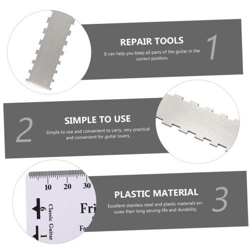 Vaguelly 2-Piece Guitar Neck Ruler, Guitar Tool Gauge Kit, Guitar Accessory Kit, Guitar Fret Crowning, Guitar Nut, Stainless Steel Guitar Ruler, Stain