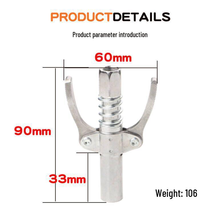 High-Pressure Universal Grease Gun Nozzle with Locking Pliers and Oil-Proof Design