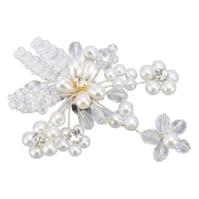 Pearl Shoe Clip Women Bridal Heels Detachable Buckles Floral Decoration Charms Accessories White
