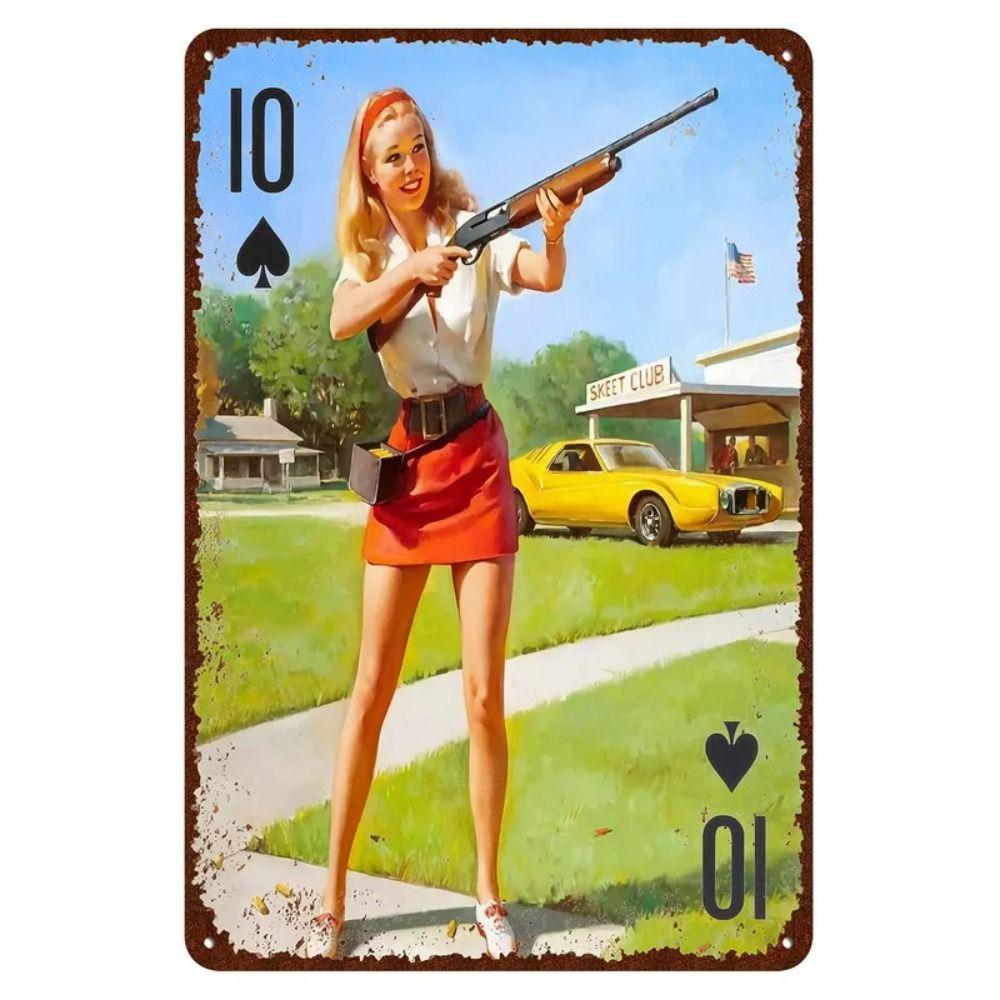 Pin-Up Girl Retro Metallwand Schild 30x20cm