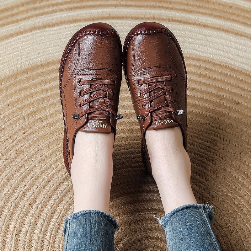 The First Layer of Cowhide Spring New Beef Tendon Sole Women's Shoes Soft Sole Soft Surface Mother Shoes Genuine Leather Casual Women's Leather Shoes