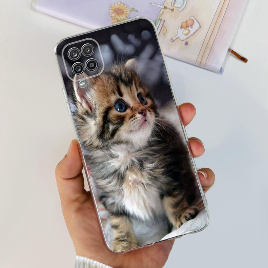 For Samsung Galaxy A12 Case Transparent Cover Fashion Flower Slim Soft TPU Phone Case For Samsung A12 SM-A125F M12 F12 A 12 Capa