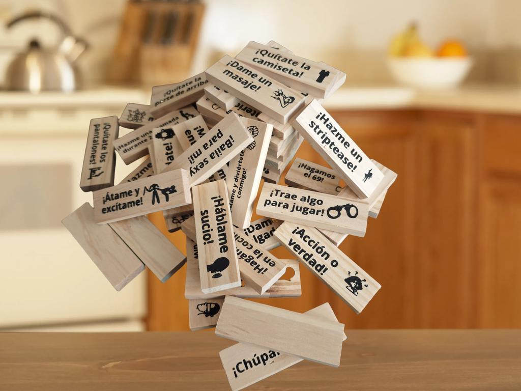 Seven Language Versions 48pcs Building Block Game Couple Wooden Block Tower Game Date Night Adult Party Game Spanish SM Product