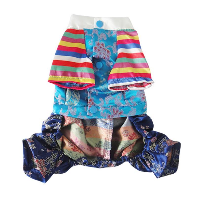 Korean Traditional Hanbok Pet Outfit With Embroidery Silk Dress Pants Dogs Cats Small Pets