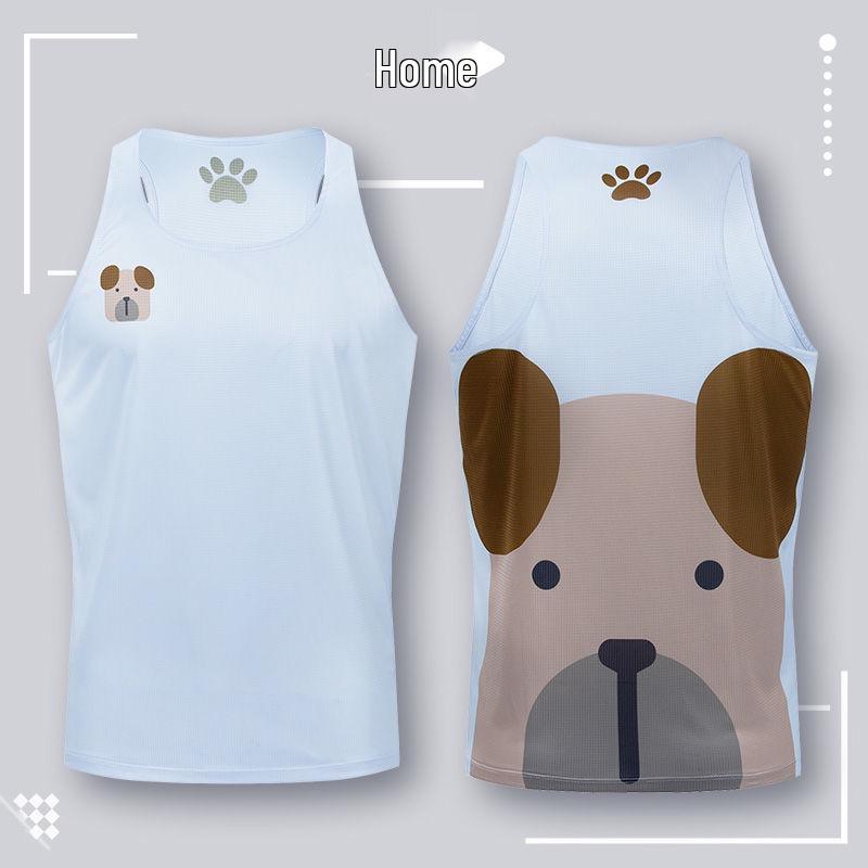 

Легкий быстросохнущий мультяшный жилет для бега для мужчин и женщин White Puppy Vest Men