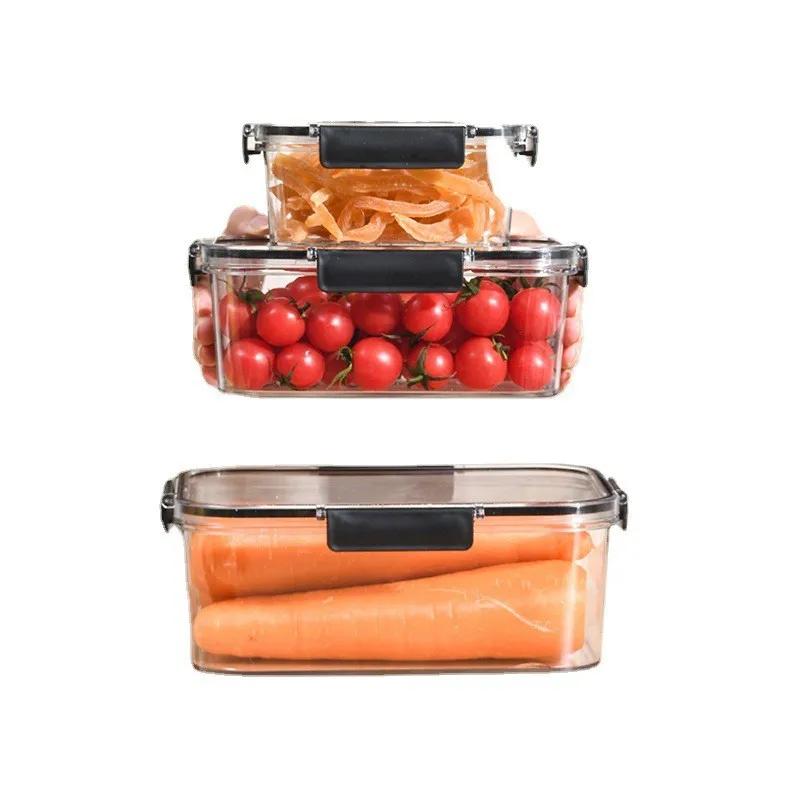 

3 шт. Прозрачный контейнер для хранения большой вместимости, контейнер для хранения в холодильнике, кухонный органайзер, герметичный ПЭТ для замороженных продуктов