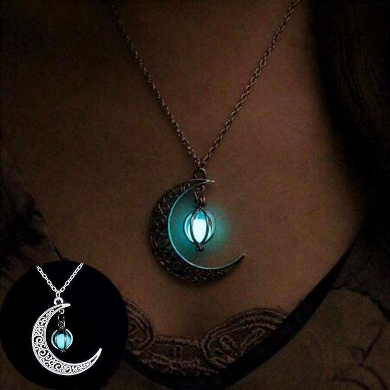 1pcs Imitation White Gold-color Necklace Ladies Simple Light Luxury Style Moon Pumpkin Shaped Pendant Jewelry