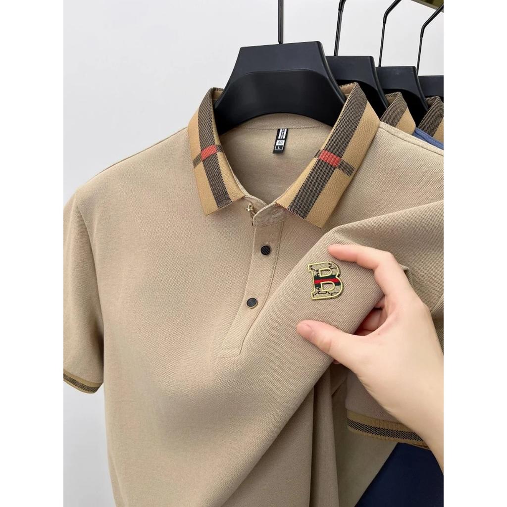 Luxury Short Sleeve Polo Shirt Men New High-end Silk Cotton Breathable Paul T-shirt Fashion Casual Men's Wear