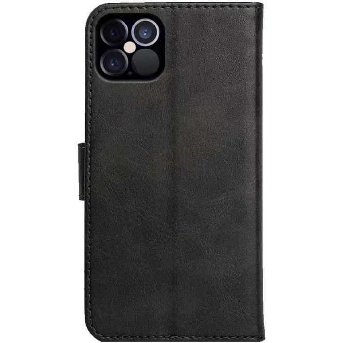 Coque Rabat pour iPhone 12 Pro Max (6,7"), Premium Protection 360° Intégrale Emplacement Carte - Noir