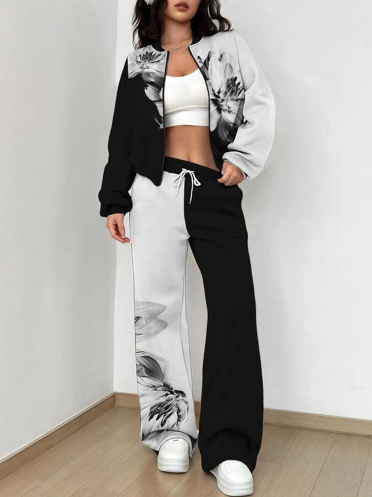 Bohemian Style Explosive Set Autumn and Winter New European and American Women's Clothing Ethnic Style Printing Women