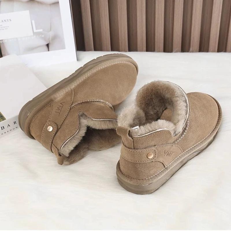 Women's padded plus size wool fur winter warm snow boots waterproof ankle boots non-slip hiking mountaineering sports cotton boots