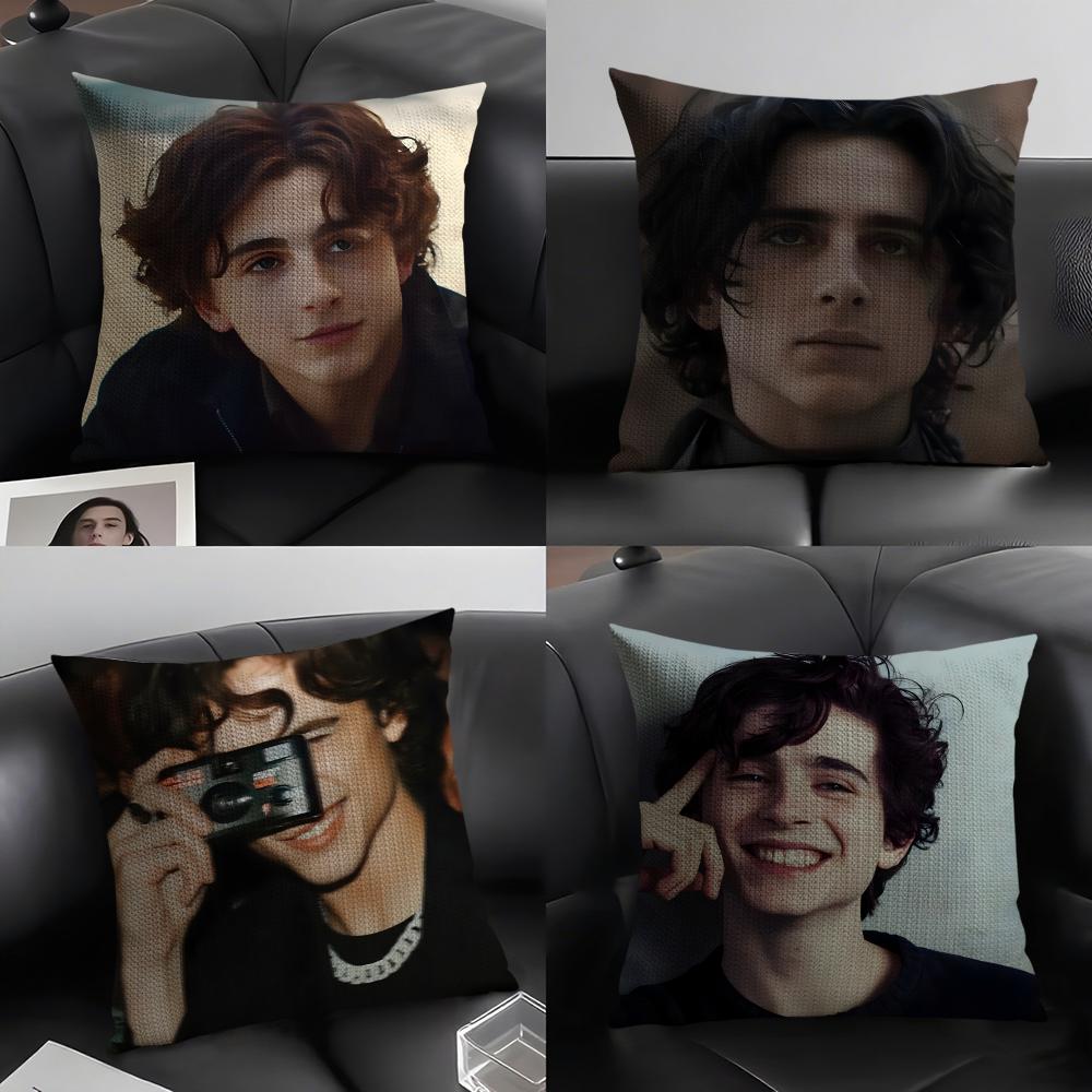 Young Actor Star T-Timothee C-Chalamet Pillow Case Natural Linen Double-Sided Printing Sofa Home Decor Cushion Cover