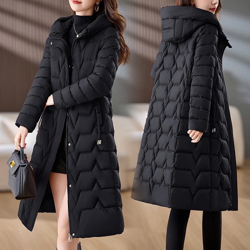 

Женское красное пуховое хлопковое пальто средней длины с капюшоном Ancola - Новый стиль Зима 2024 L