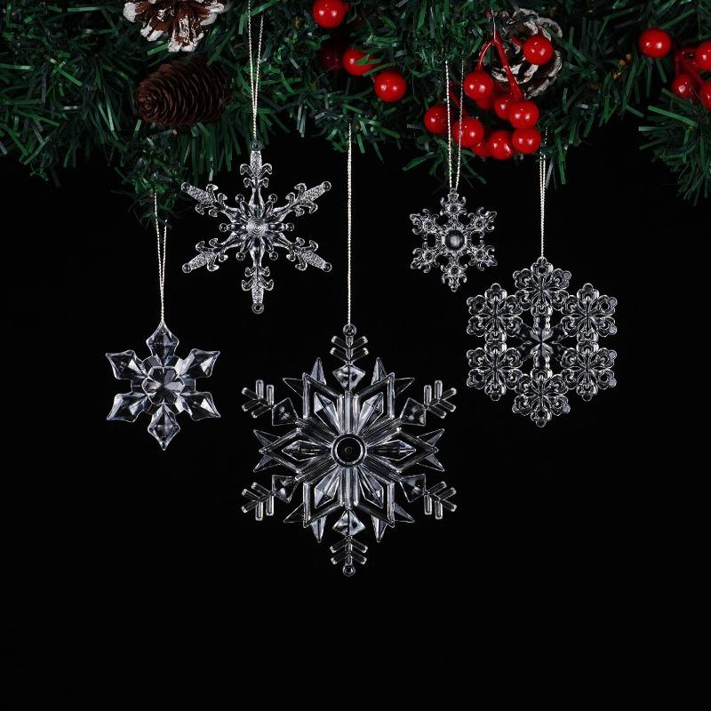 New Christmas Transparent Ice Crystal Snowflake Christmas Tree Decoration Supplies Christmas Atmosphere Christmas Tree Snowflake Pendant