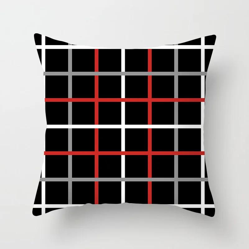 Red Geometric Cushion Cover 45X45 Pillowcase Decor Sofa Cushion Polyester Pillowcase Home Decor Pillowcase