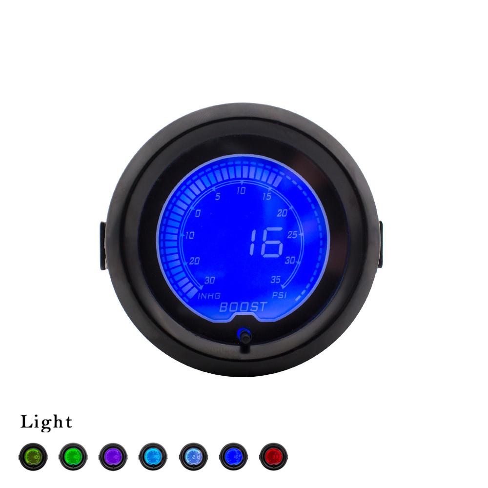 2" 52mm Car 7 Color LED Digital Turbo Boost Vacuum Pressure Gauge Meter 35 Psi