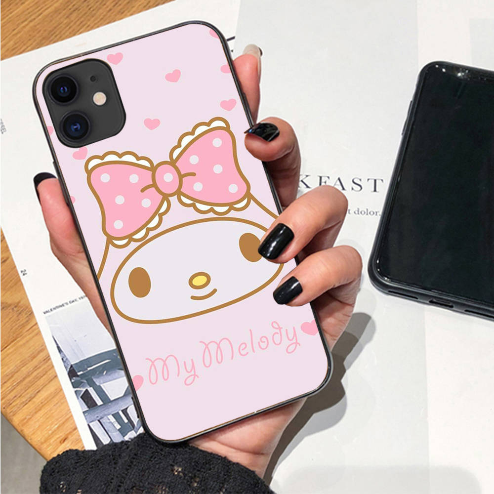 Case for iPhone 16 15 Plus 14 13 12 11 Pro 8 7 6S 6 SE 5S X XR XS Max Realme C30 C33 C31 9I Black Sofe Cover LI27 Cute My Melody