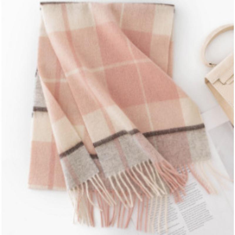 Thickened Autumn and Winter Plaid Wool Scarf Atmosphere Women's Versatile Warm Wool Wool Scarf Comfortable Shawl